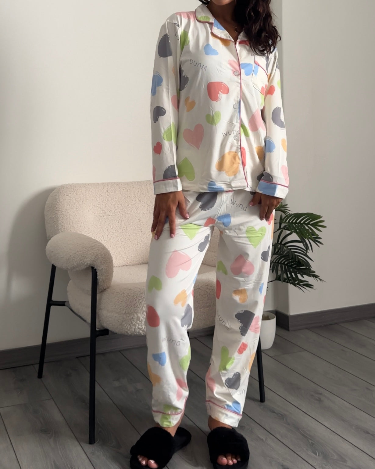 White Hearts Pyjama Set