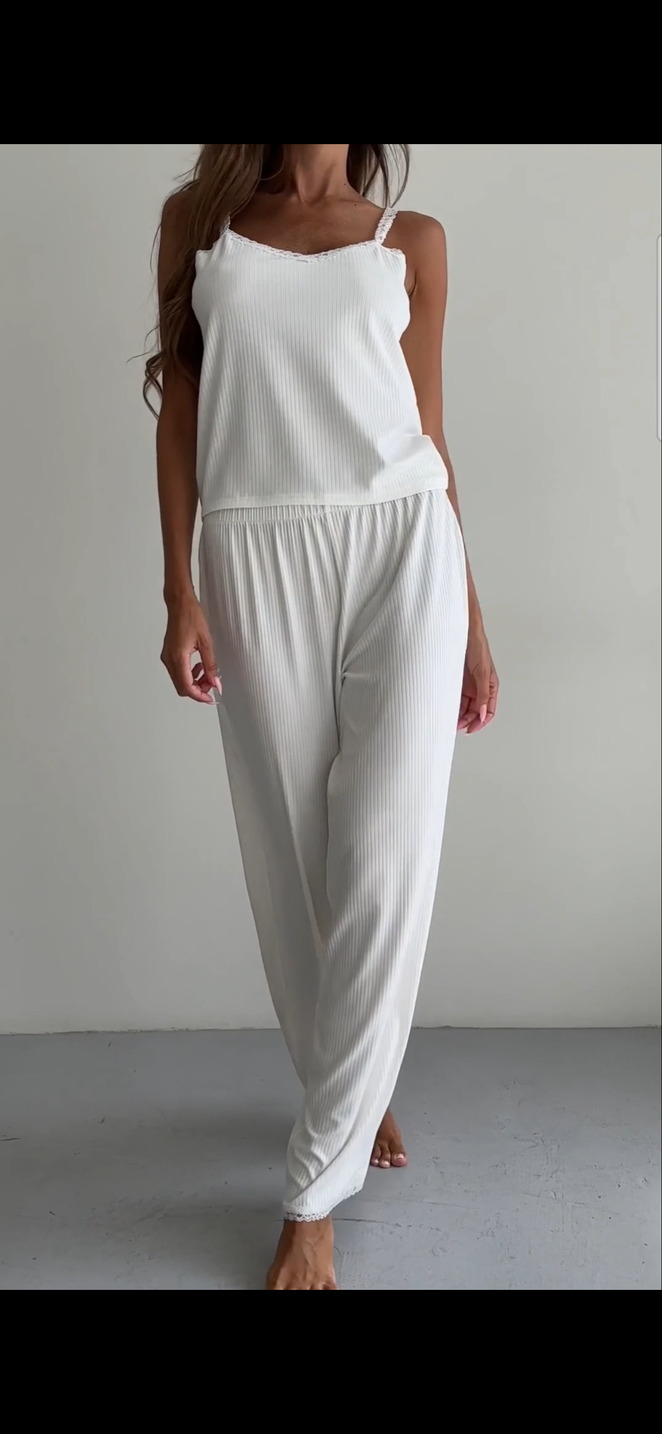 3pcs Ribbed Pajama Set