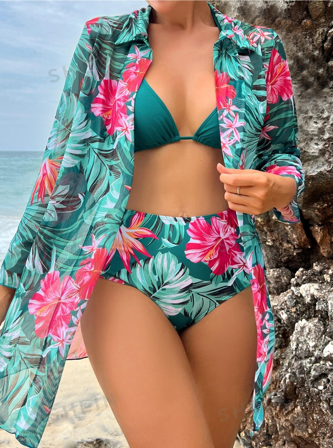 Tropical Print Bikini Set