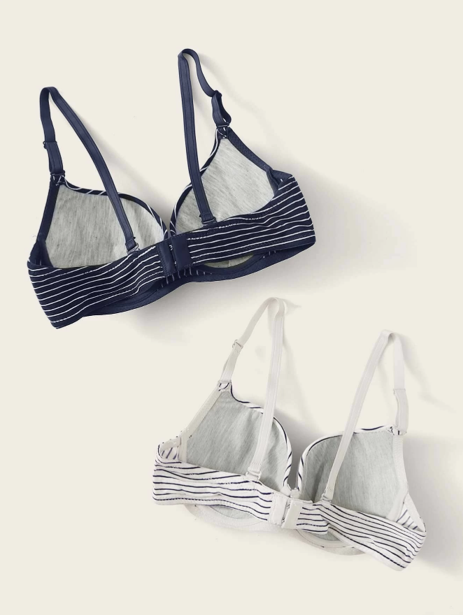 Striped Underwire Bra Set