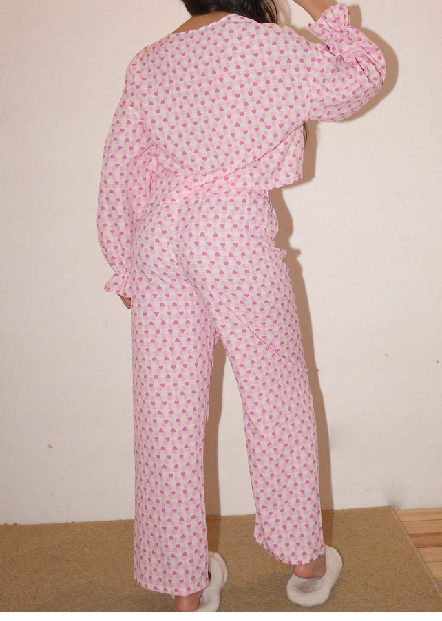 French Sweet & Cute Bowknot Pajama Set