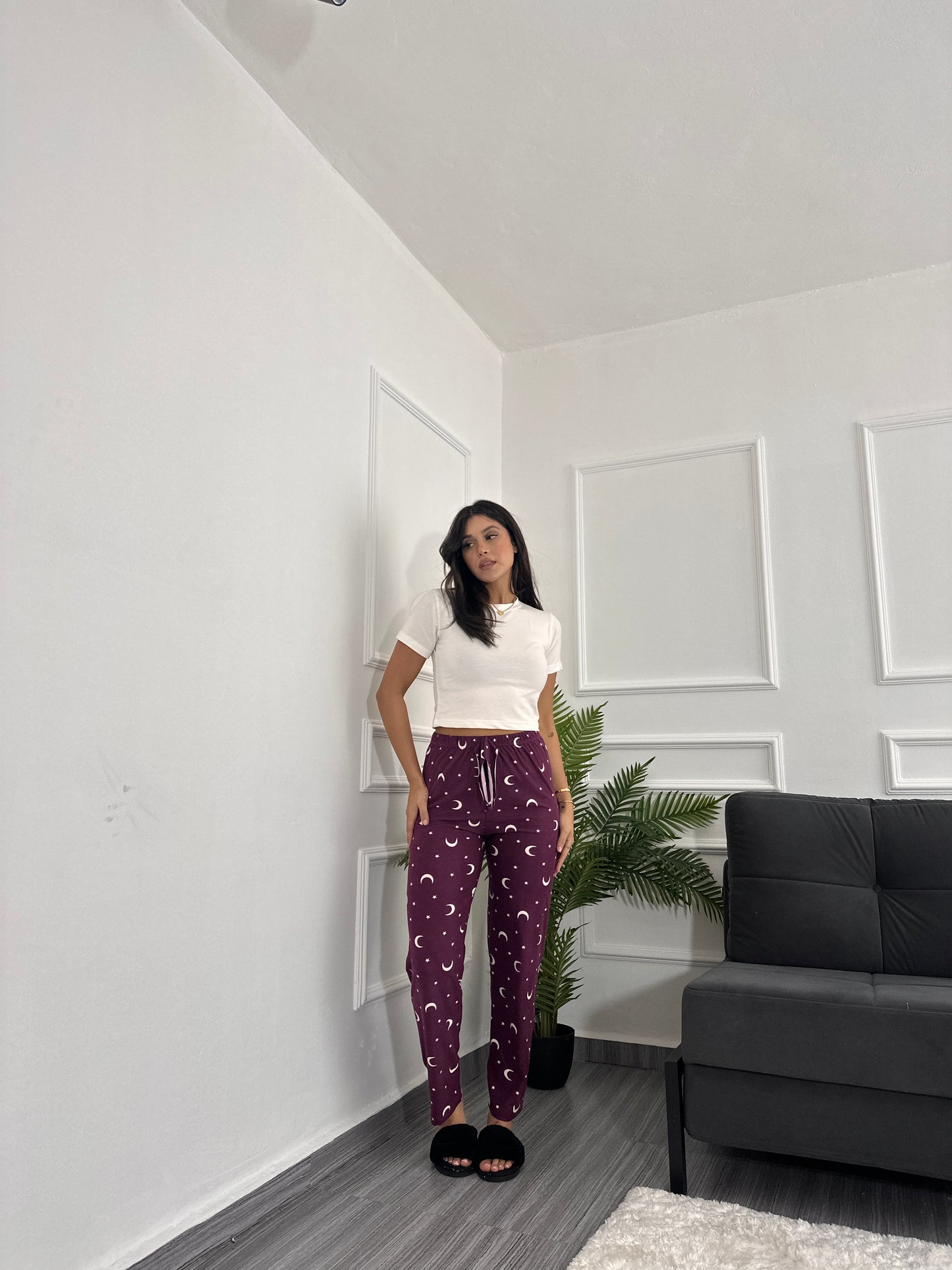 Purple moon and stars pyjama pants