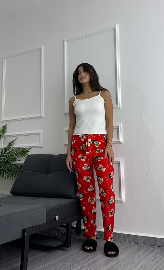 Teddy red pyjama pants