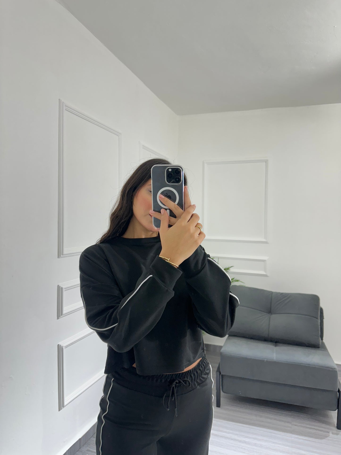 Cropped striped cotton set