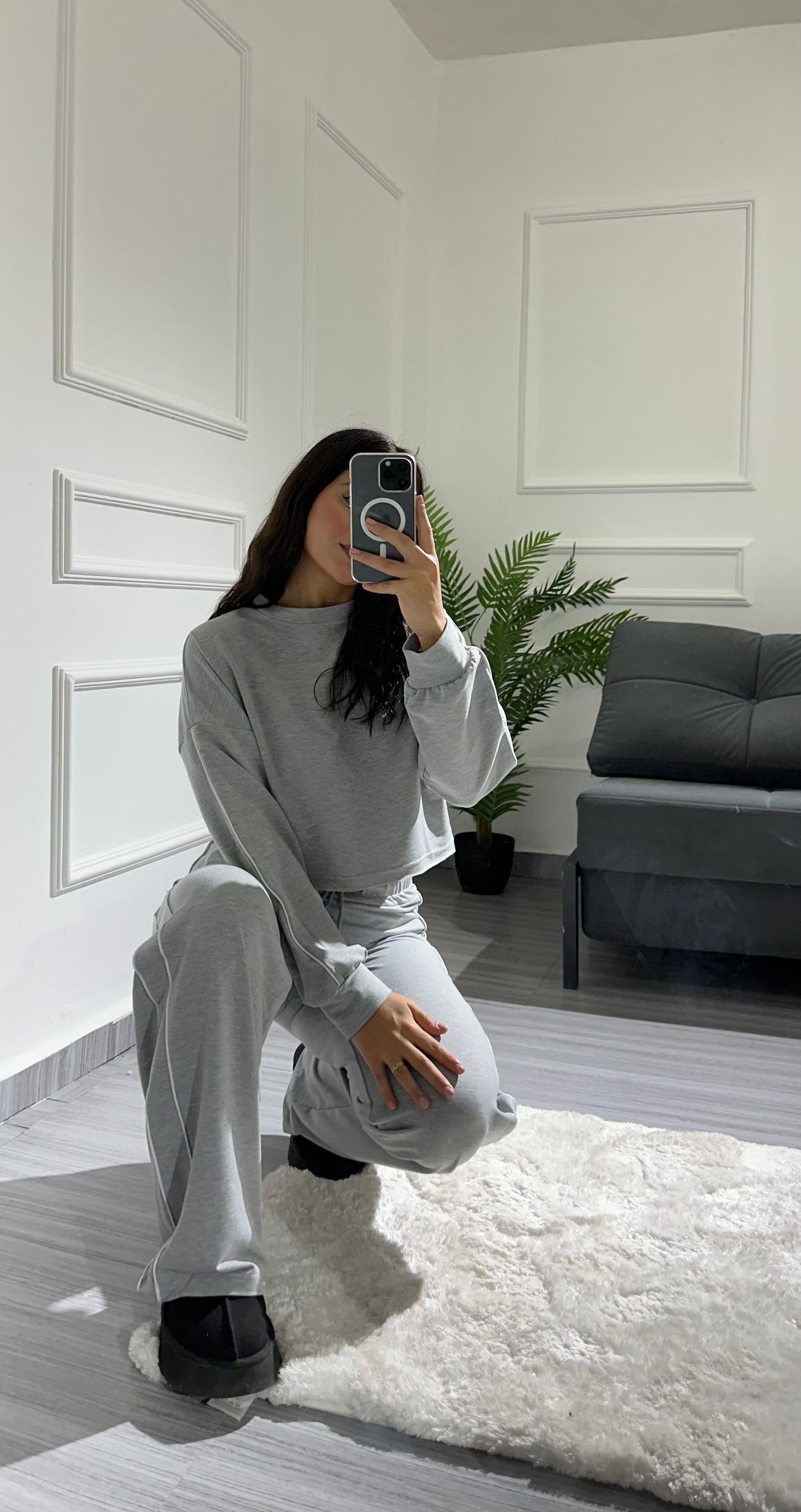 Cropped striped cotton set