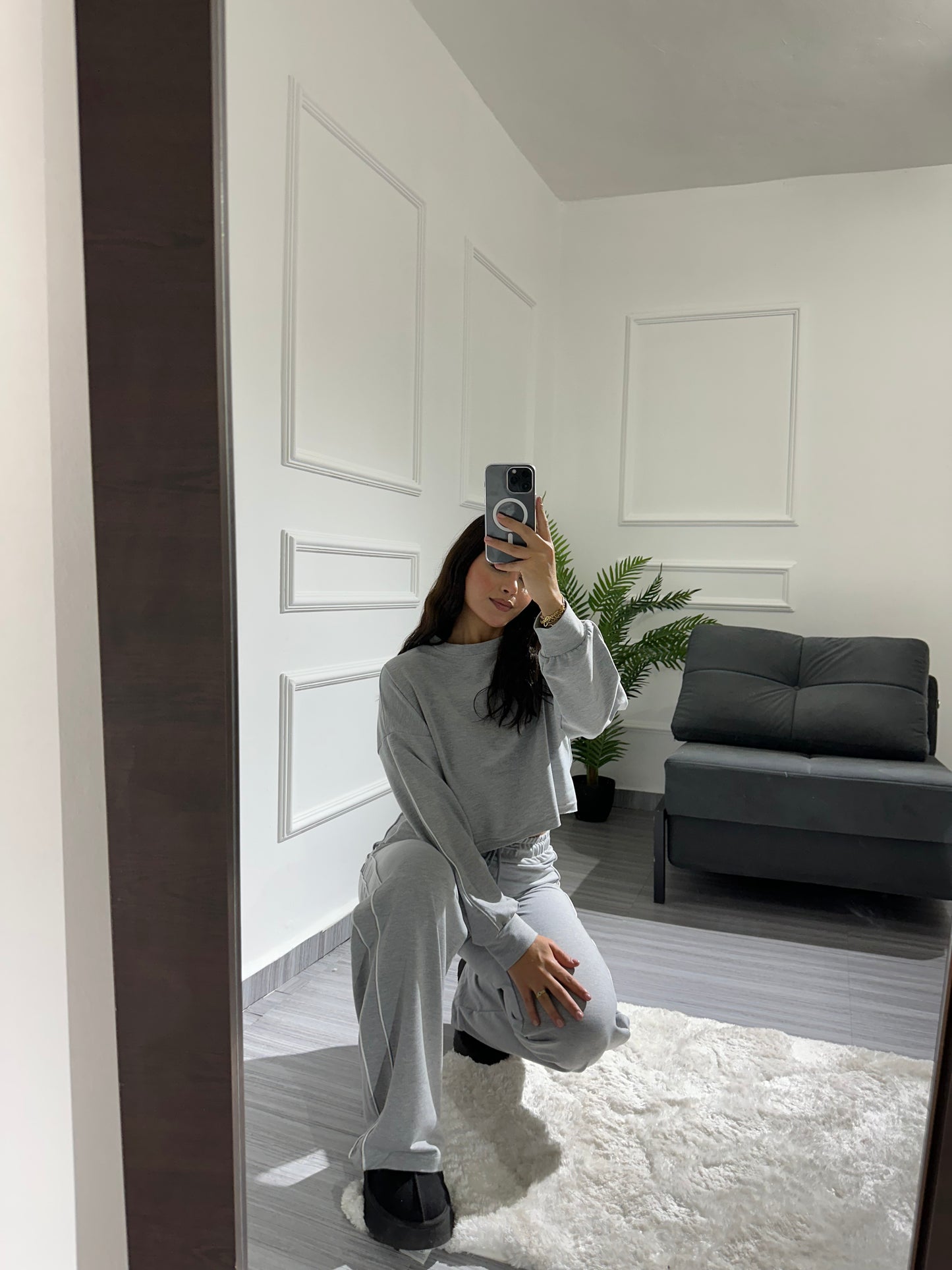 Cropped striped cotton set