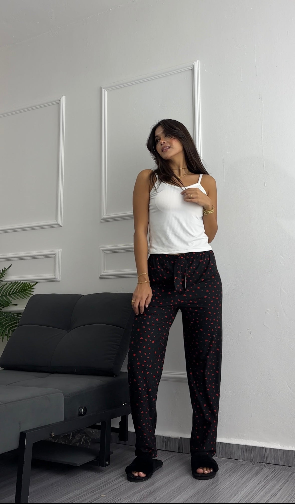 Black love pyjama pants