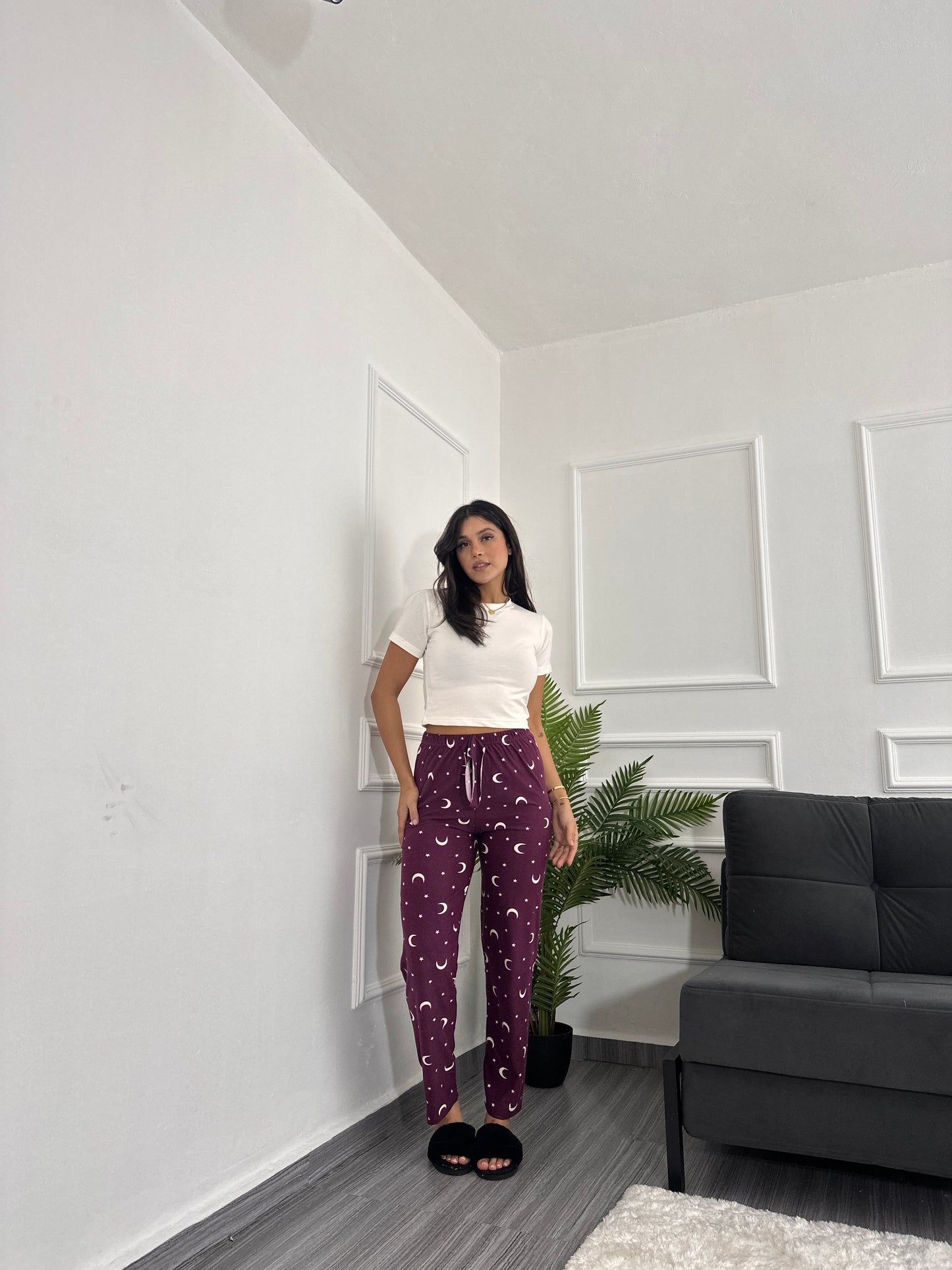 Purple moon and stars pyjama pants