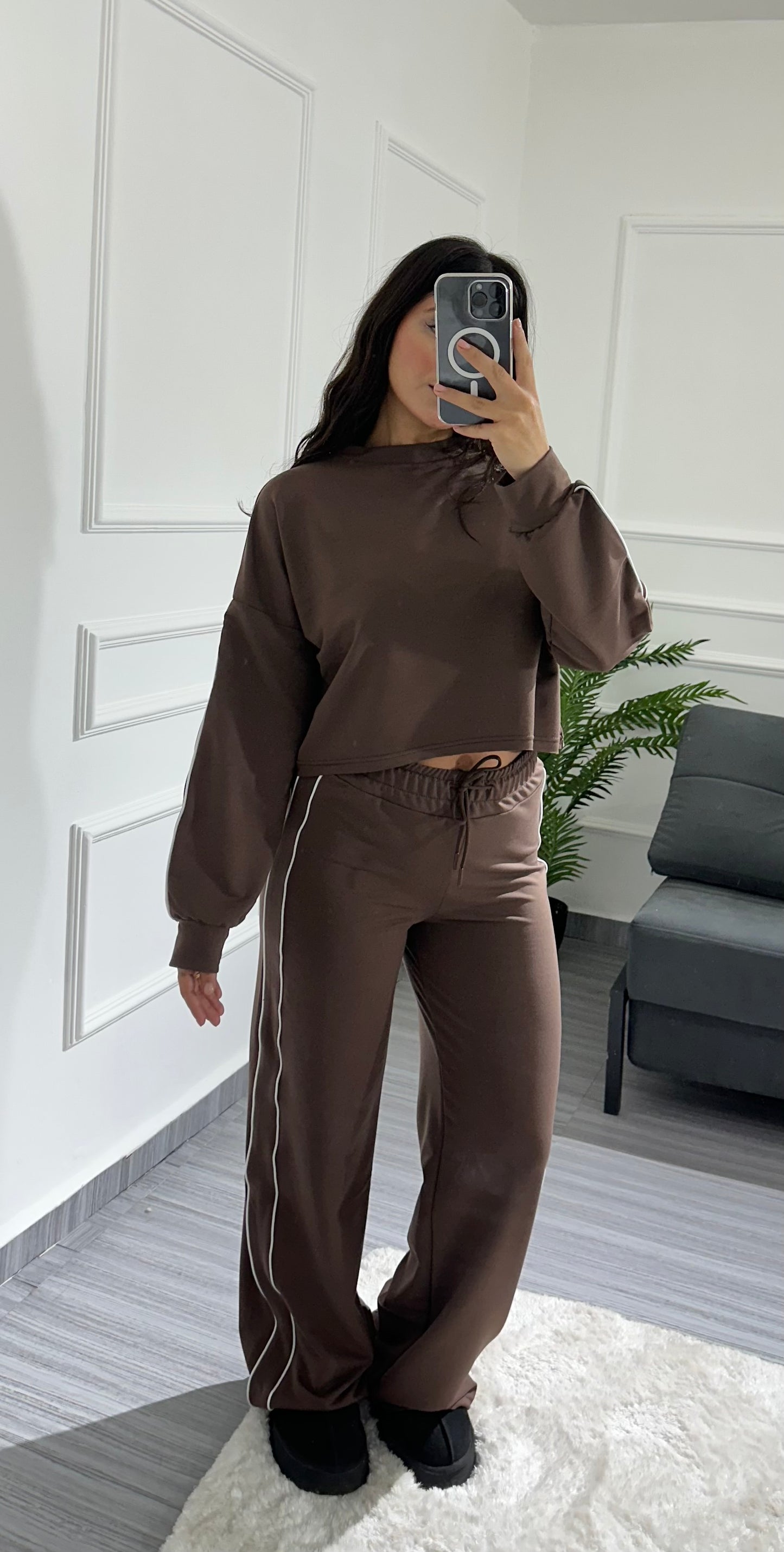 Cropped striped cotton set