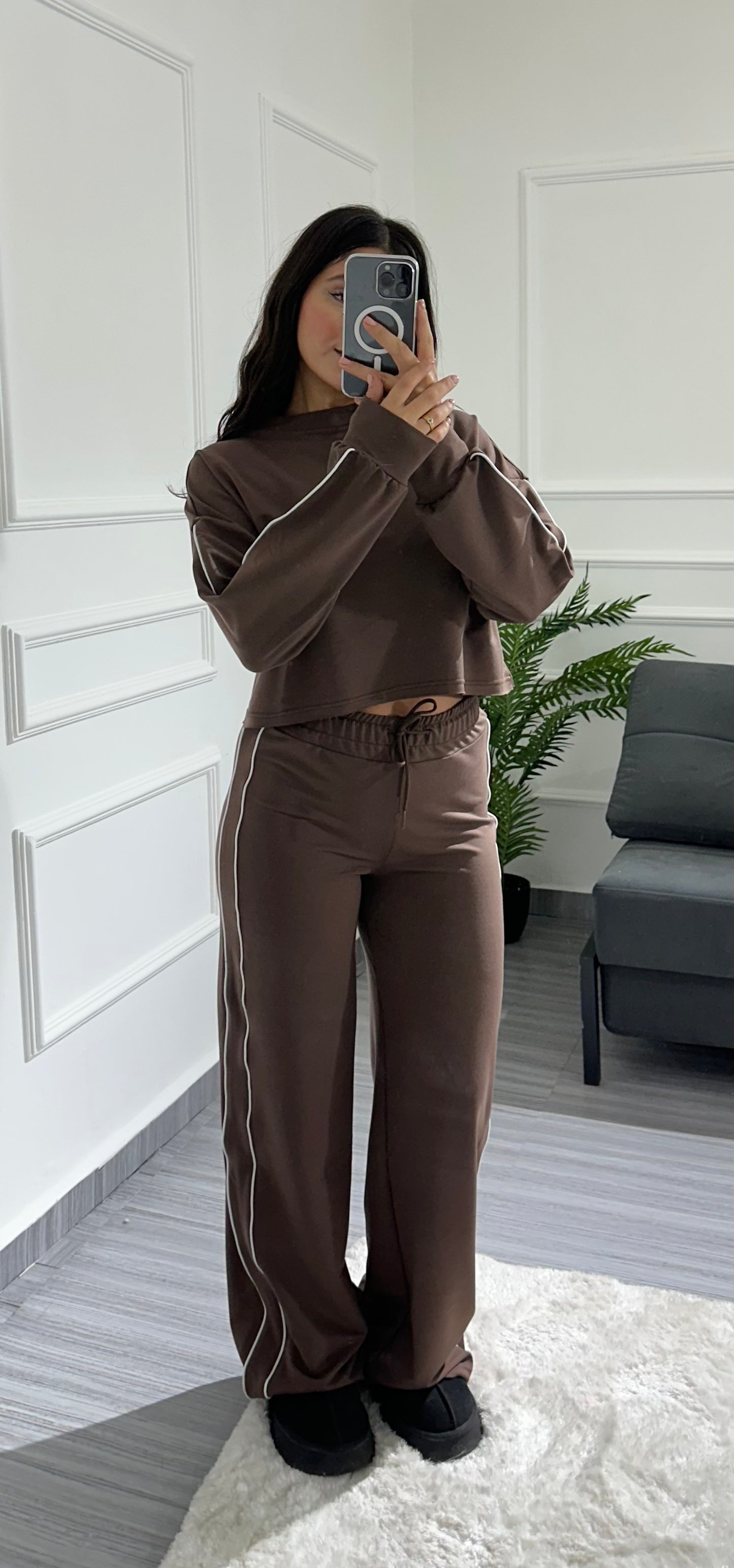 Cropped striped cotton set