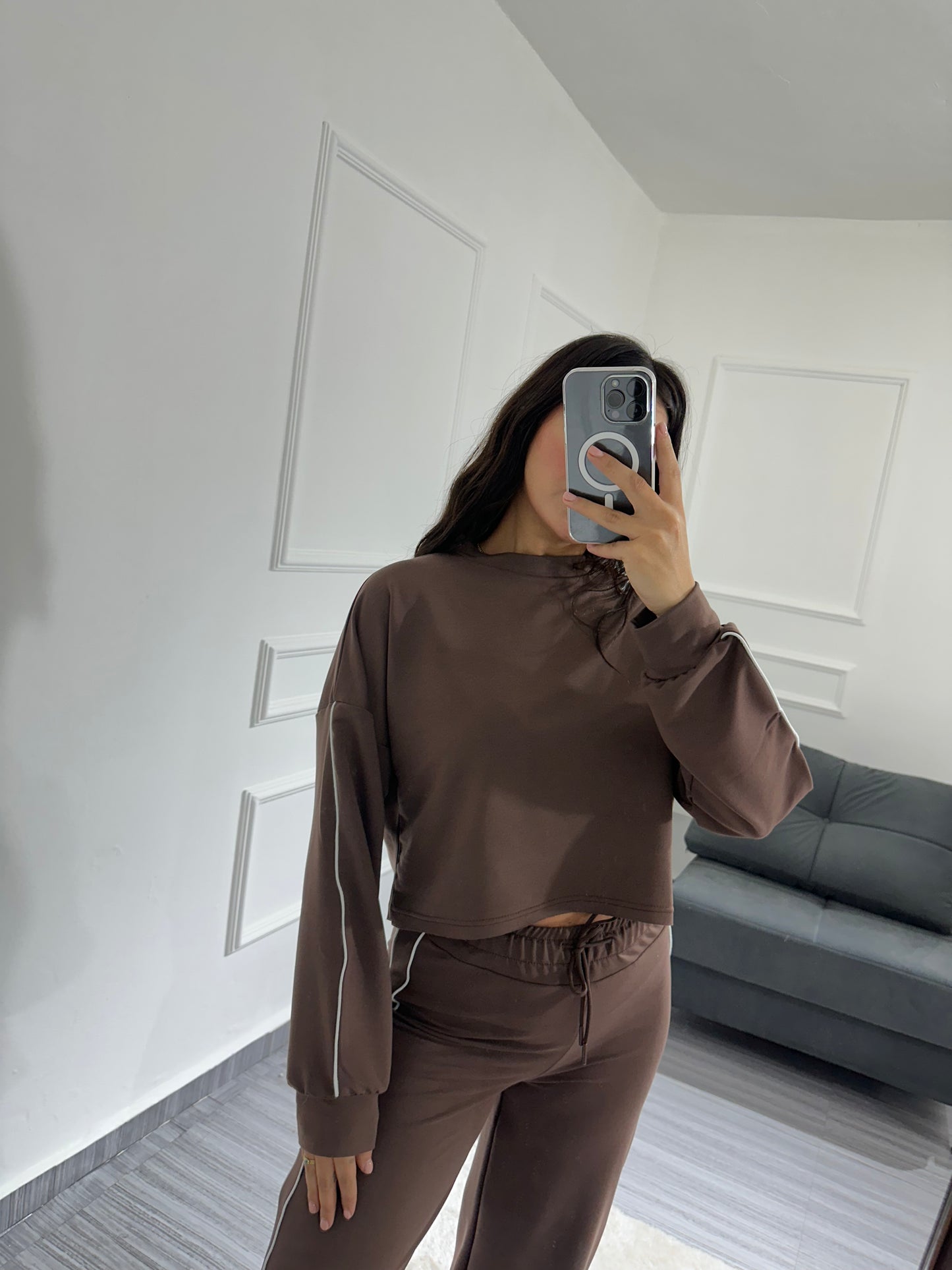 Cropped striped cotton set