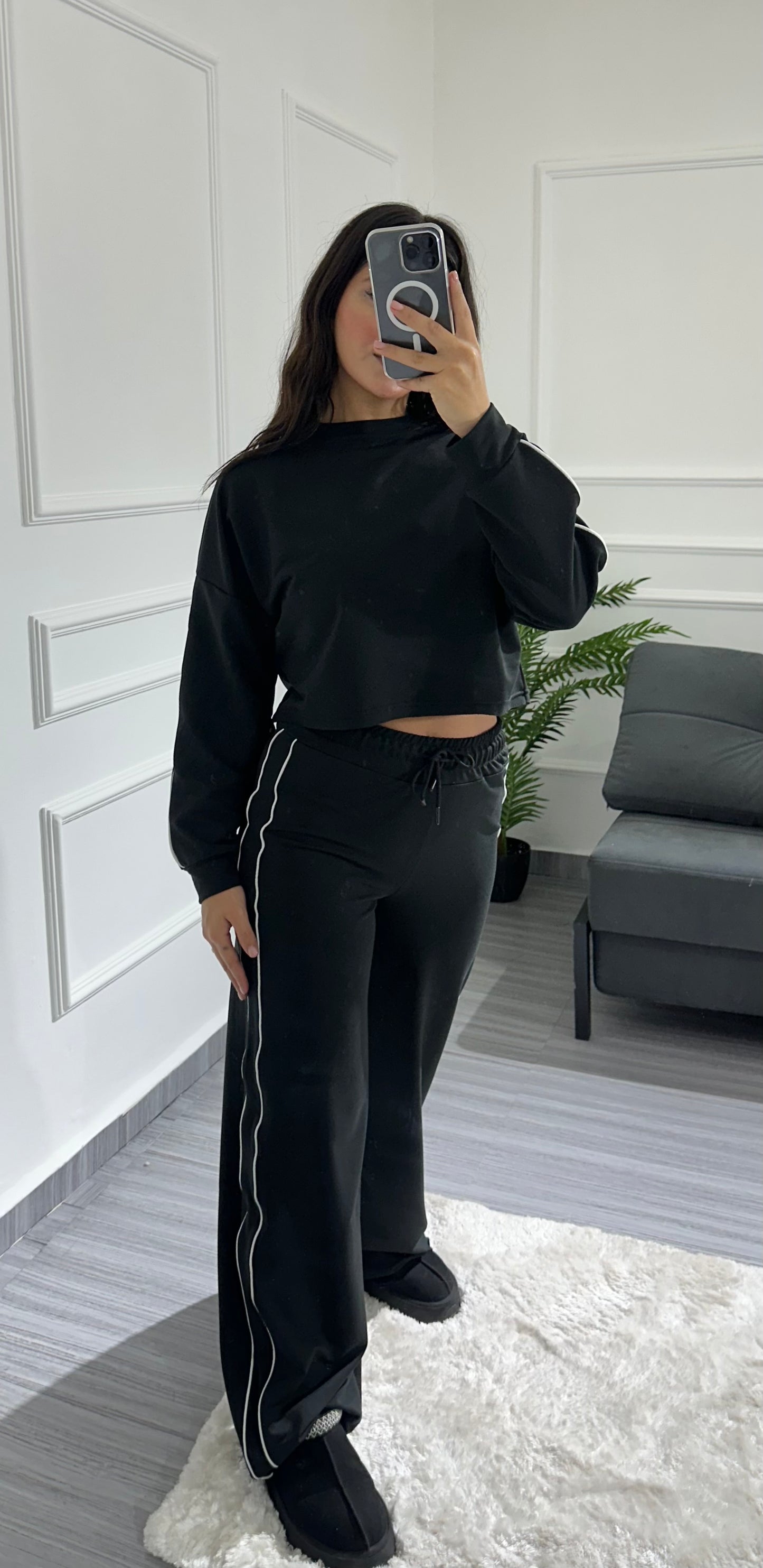 Cropped striped cotton set