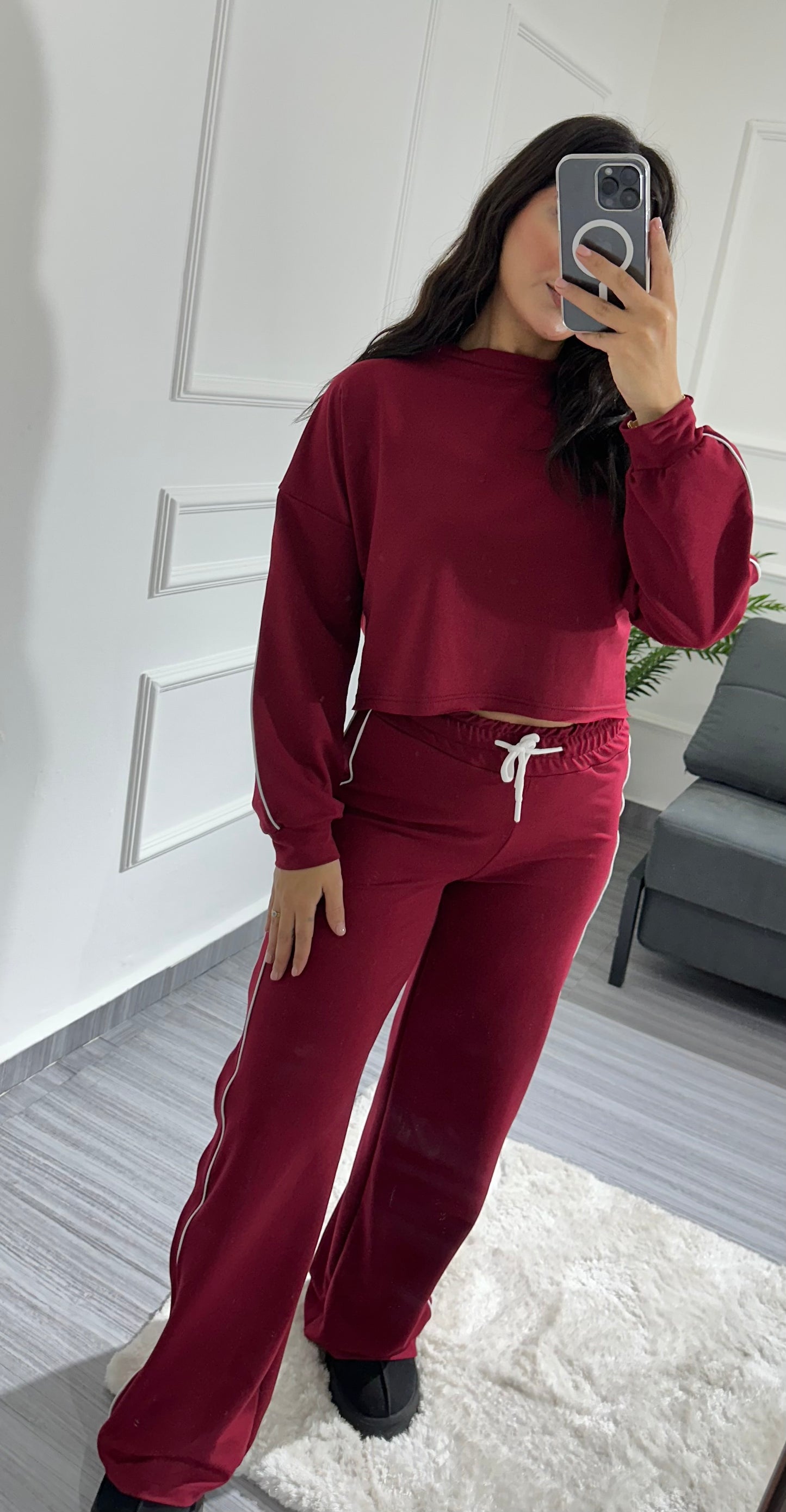 Cropped striped cotton set