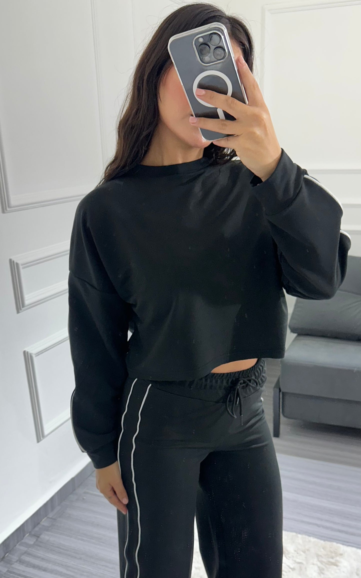 Cropped striped cotton set