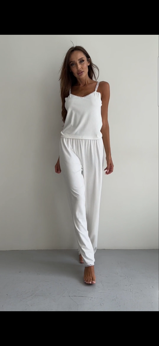 3pcs Ribbed Pajama Set