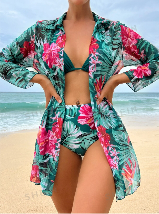 Tropical Print Bikini Set