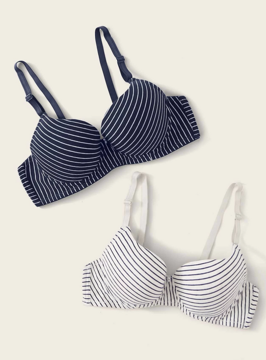 Striped Underwire Bra Set
